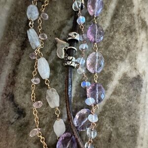 14k and silver Jes MaHarry bracelet with amethyst and moonstone